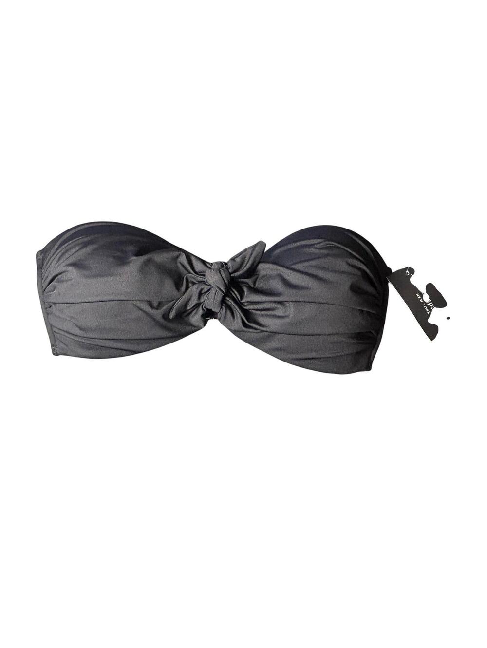 KATE SPADE black bow middle bandeauMolded cup strapless bikini tube top sz M New